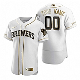 Milwaukee Brewers Customized Nike White Stitched MLB Flex Base Golden Edition Jersey,baseball caps,new era cap wholesale,wholesale hats